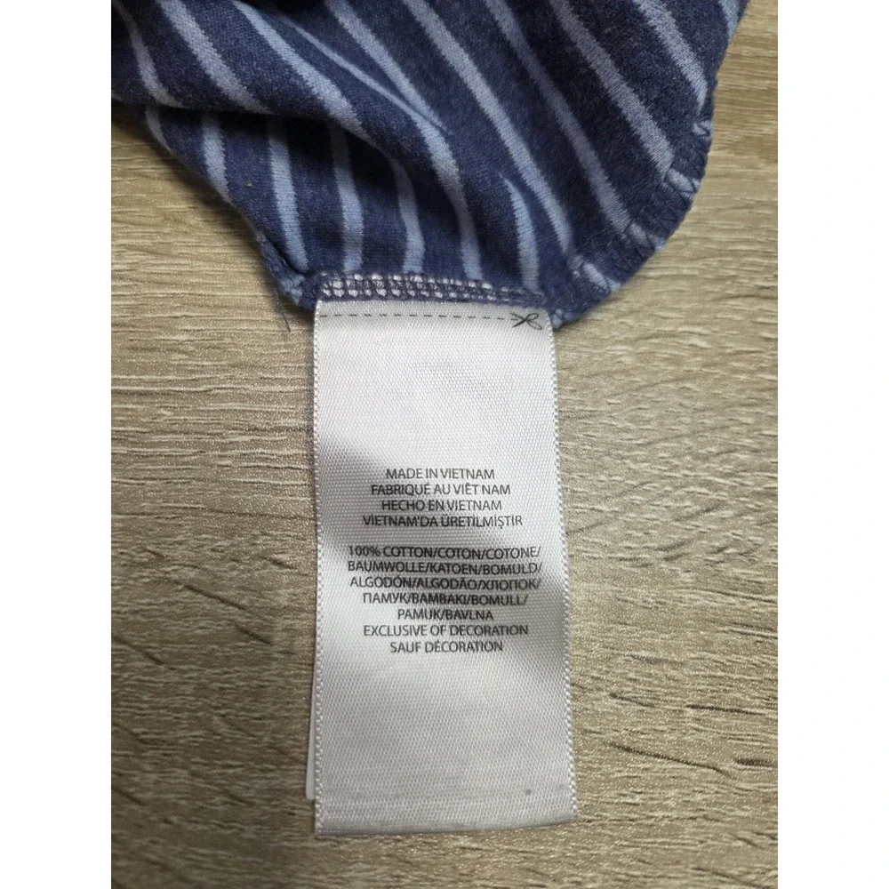 Polo Ralph Lauren Shirt Men Large Blue Striped Two Tone Classic Fit Short Sleeve